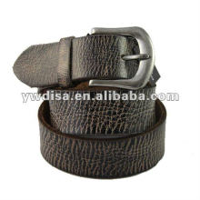 Men Genuine Leather Belt With Antique Silver Plated Alloy Buckle